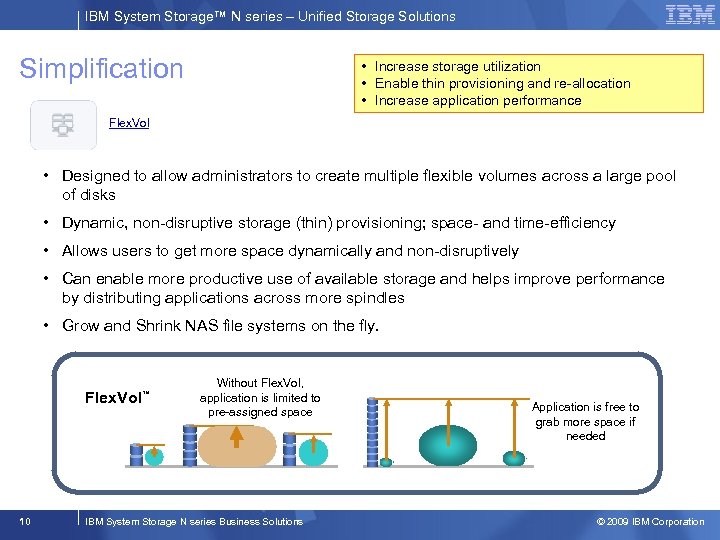 IBM System Storage™ N series – Unified Storage Solutions Simplification • Increase storage utilization