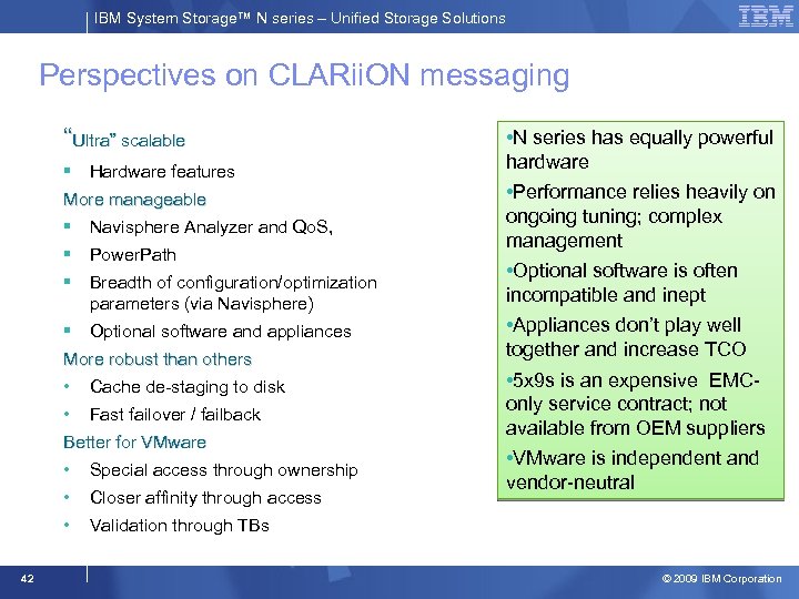 IBM System Storage™ N series – Unified Storage Solutions Perspectives on CLARii. ON messaging