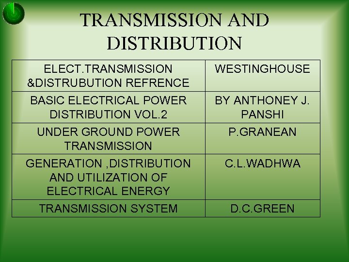 TRANSMISSION AND DISTRIBUTION ELECT. TRANSMISSION &DISTRUBUTION REFRENCE BASIC ELECTRICAL POWER DISTRIBUTION VOL. 2 UNDER