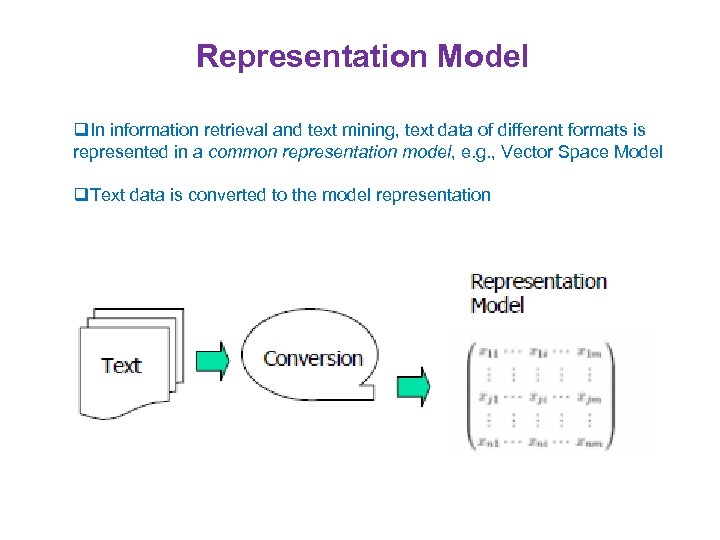 Representation Model q. In information retrieval and text mining, text data of different formats