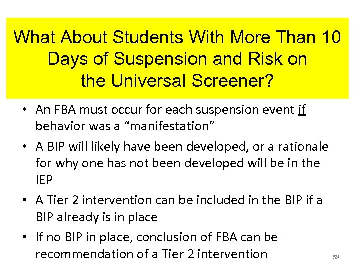 What About Students With More Than 10 Days of Suspension and Risk on the