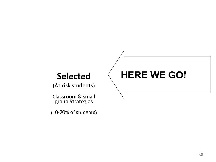 Selected HERE WE GO! (At-risk students) Classroom & small group Strategies (10 -20% of