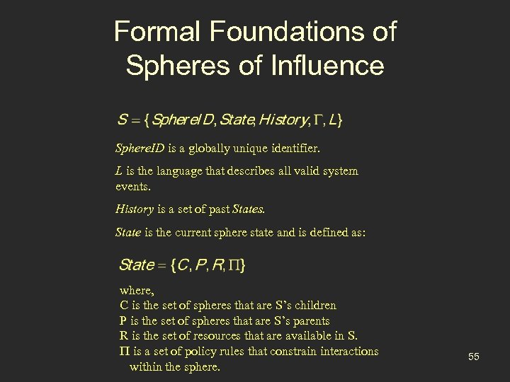 Formal Foundations of Spheres of Influence Sphere. ID is a globally unique identifier. L