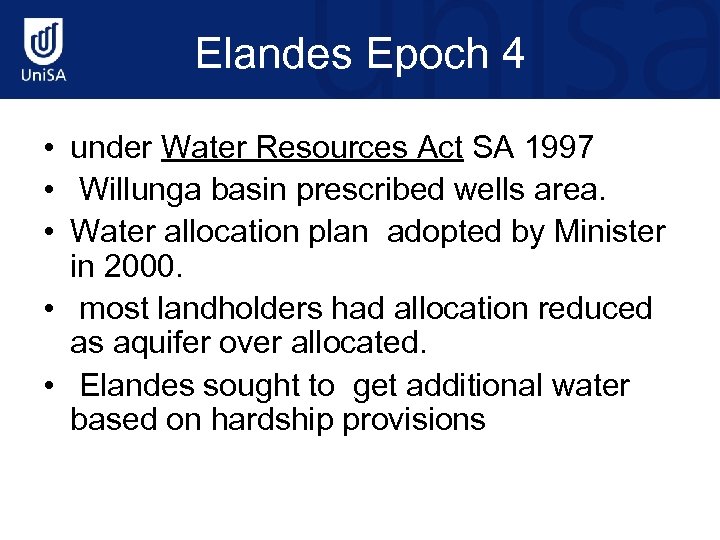 Elandes Epoch 4 • under Water Resources Act SA 1997 • Willunga basin prescribed