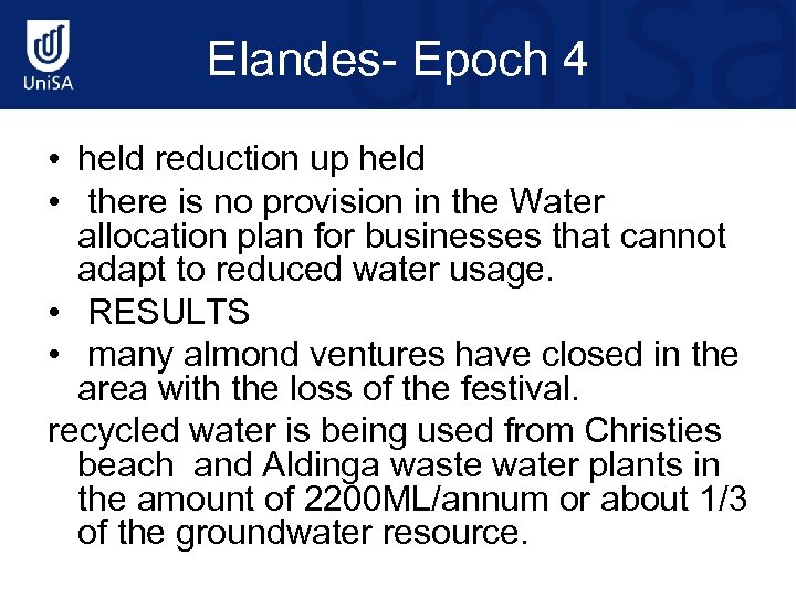 Elandes- Epoch 4 • held reduction up held • there is no provision in