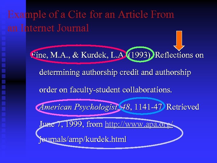 Example of a Cite for an Article From an Internet Journal Fine, M. A.