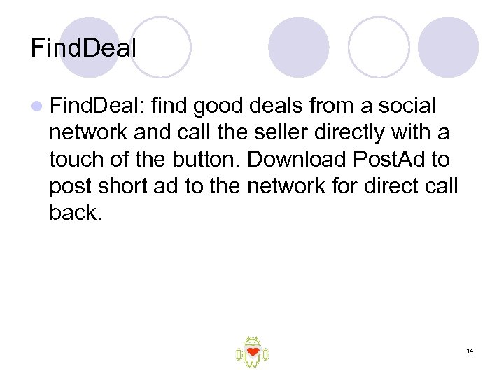 Find. Deal l Find. Deal: find good deals from a social network and call