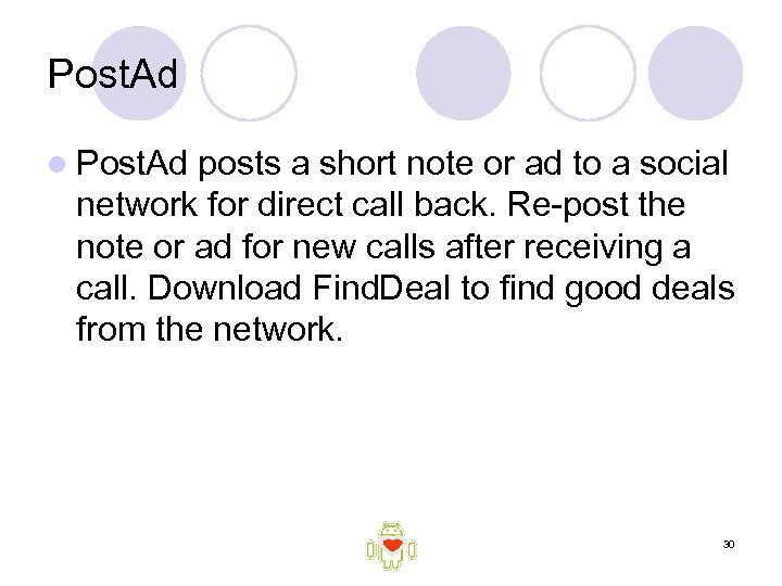Post. Ad l Post. Ad posts a short note or ad to a social