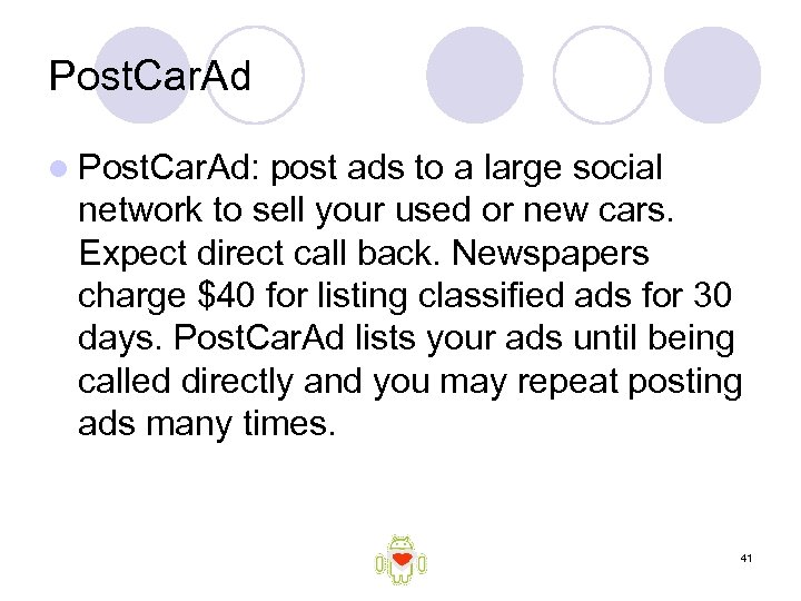 Post. Car. Ad l Post. Car. Ad: post ads to a large social network