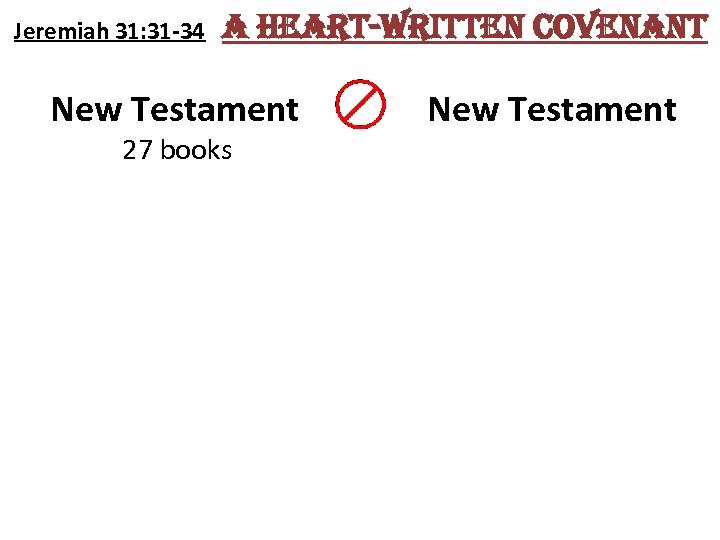 Jeremiah 31: 31 -34 a heart-written covenant New Testament 27 books New Testament 