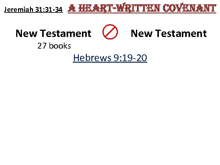 Jeremiah 31: 31 -34 a heart-written covenant New Testament 27 books New Testament Hebrews