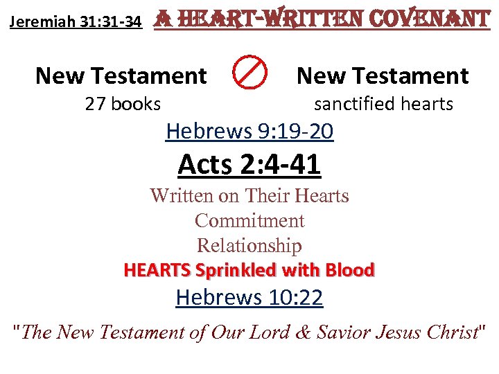 Jeremiah 31: 31 -34 a heart-written covenant New Testament 27 books New Testament sanctified