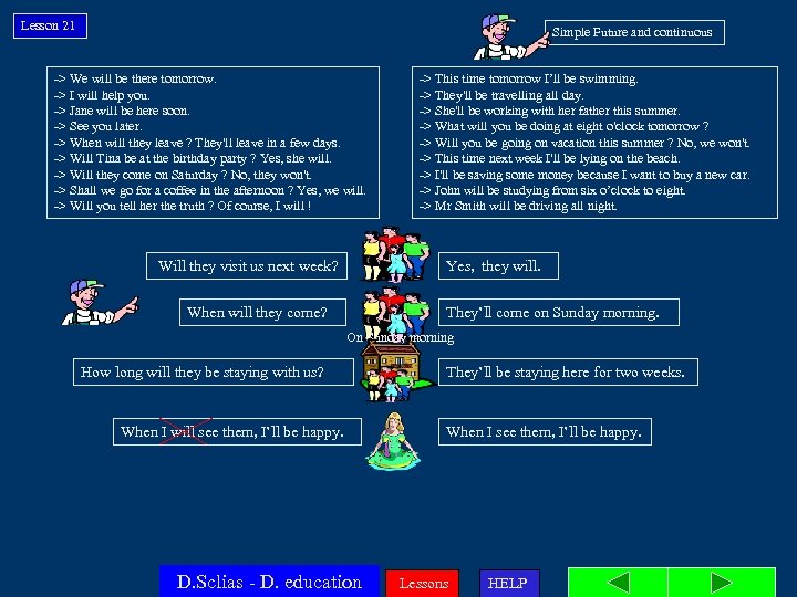 Lesson 21 Simple Future and continuous -> We will be there tomorrow. -> I