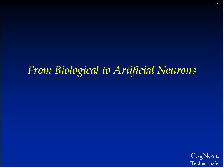 16 From Biological to Artificial Neurons Cog. Nova Technologies 