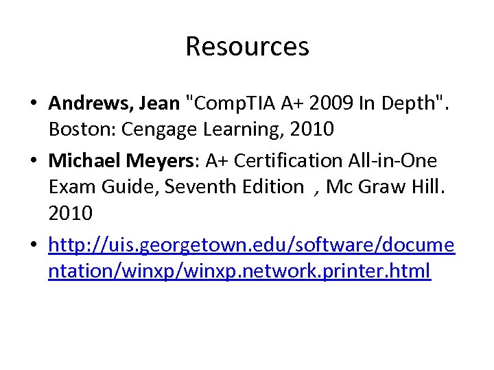 Resources • Andrews, Jean 