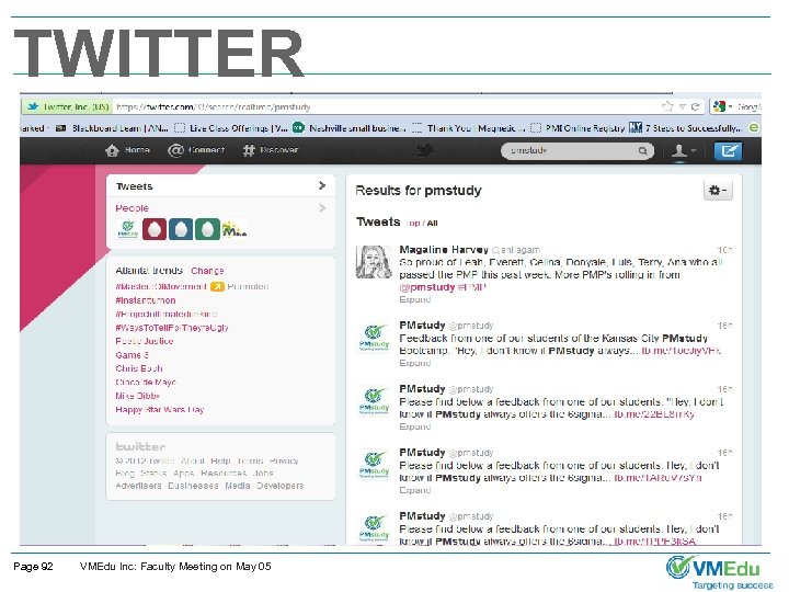 TWITTER Page 92 VMEdu Inc: Faculty Meeting on May 05 