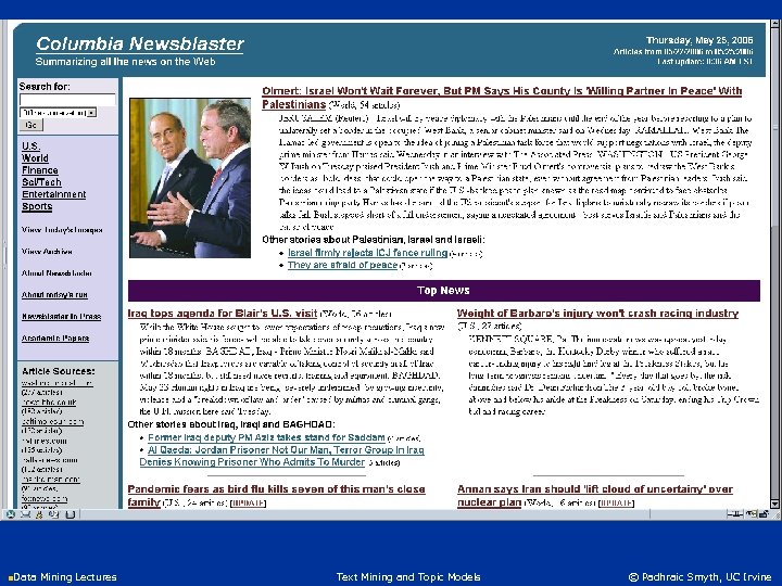 n. Data Mining Lectures Text Mining and Topic Models © Padhraic Smyth, UC Irvine