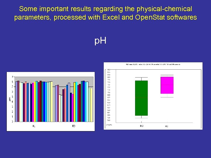 Some important results regarding the physical-chemical parameters, processed with Excel and Open. Stat softwares