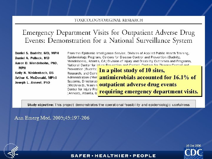 In a pilot study of 10 sites, antimicrobials accounted for 16. 1% of outpatient