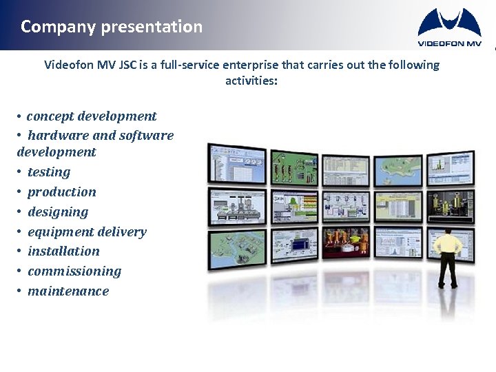 Company presentation Videofon MV JSC is a full-service enterprise that carries out the following