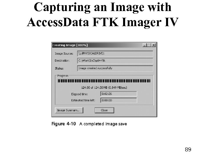 Capturing an Image with Access. Data FTK Imager IV 89 