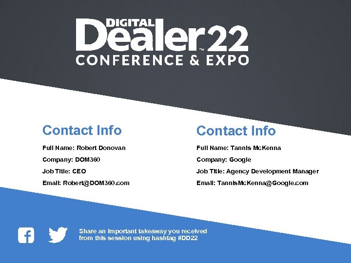 Contact Info Full Name: Robert Donovan Full Name: Tannis Mc. Kenna Company: DOM 360