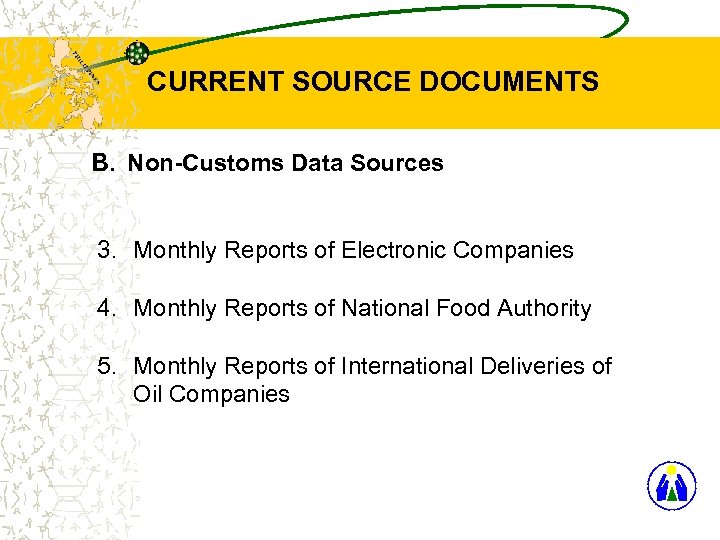 CURRENT SOURCE DOCUMENTS B. Non-Customs Data Sources 3. Monthly Reports of Electronic Companies 4.