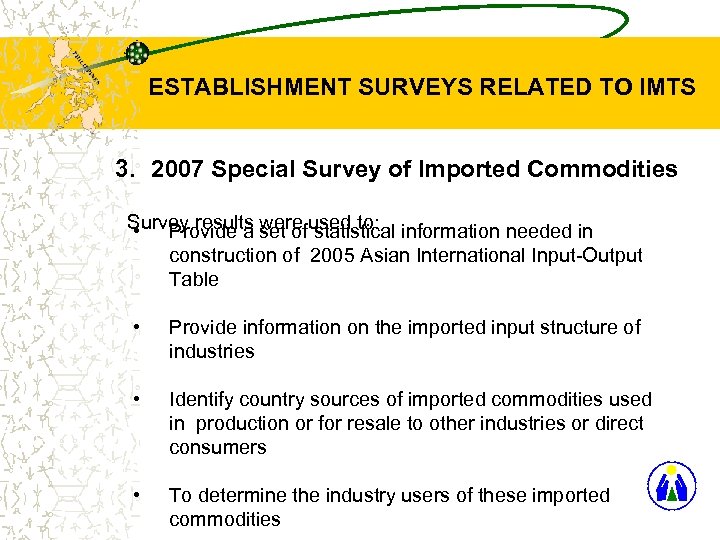 ESTABLISHMENT SURVEYS RELATED TO IMTS 3. 2007 Special Survey of Imported Commodities Survey results