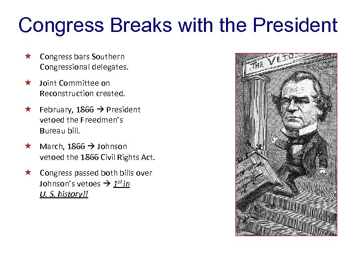 Congress Breaks with the President « Congress bars Southern Congressional delegates. « Joint Committee