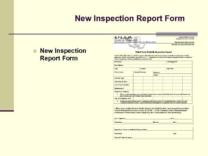 New Inspection Report Form n New Inspection Report Form 