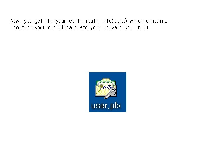 Now, you get the your certificate file(. pfx) which contains both of your certificate