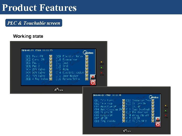 Product Features PLC & Touchable screen Working state 