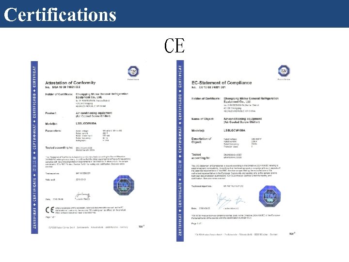 Certifications CE 