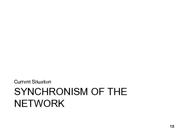 Current Situation SYNCHRONISM OF THE NETWORK 15 