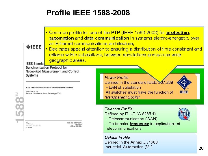 Profile IEEE 1588 -2008 • Common profile for use of the PTP (IEEE 1588