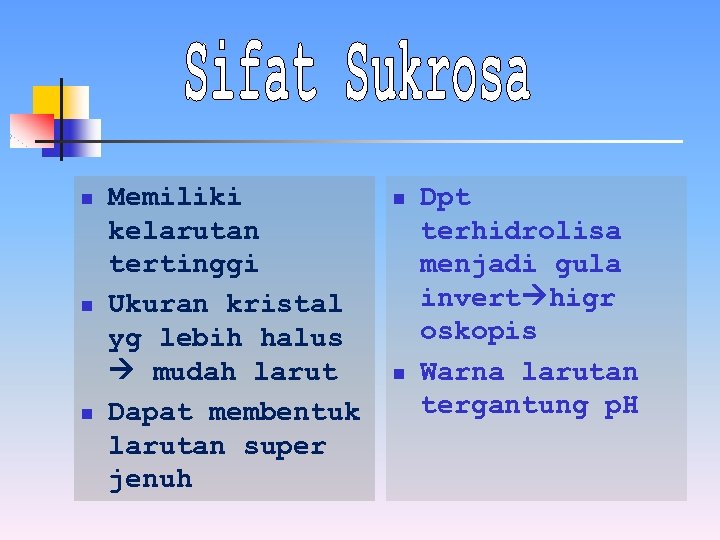 n n n Memiliki kelarutan tertinggi Ukuran kristal yg lebih halus mudah larut Dapat