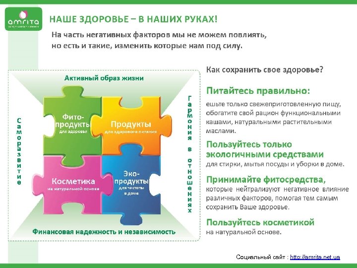  Социальный сайт : http: //amrita. net. ua 