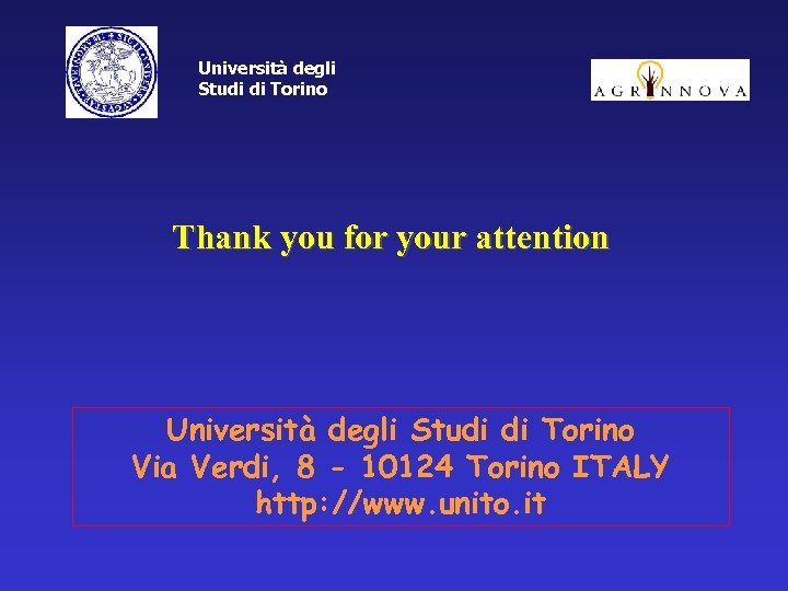 Università degli Studi di Torino Thank you for your attention Università degli Studi di