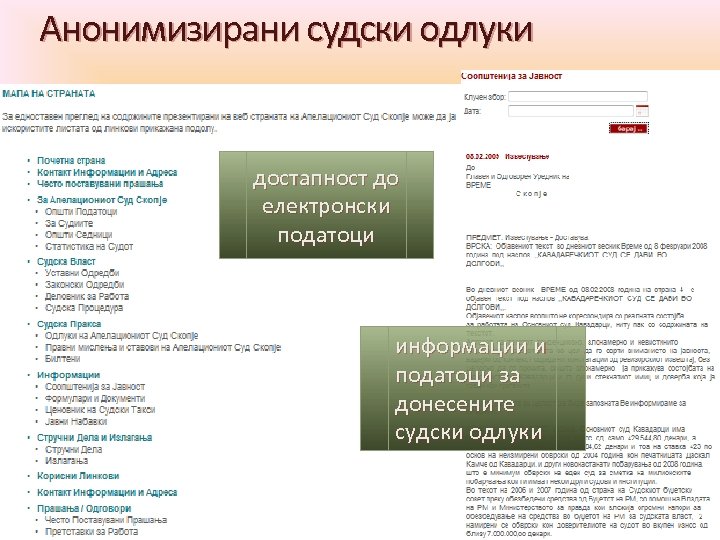 Анонимизирани судски одлуки достапност до електронски податоци информации и податоци за донесените судски одлуки