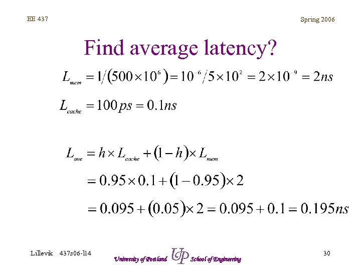 EE 437 Spring 2006 Find average latency? Lillevik 437 s 06 -l 14 University
