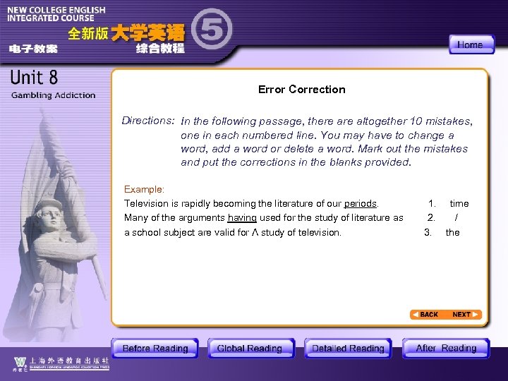  Error Correction Directions: In the following passage, there altogether 10 mistakes, one in