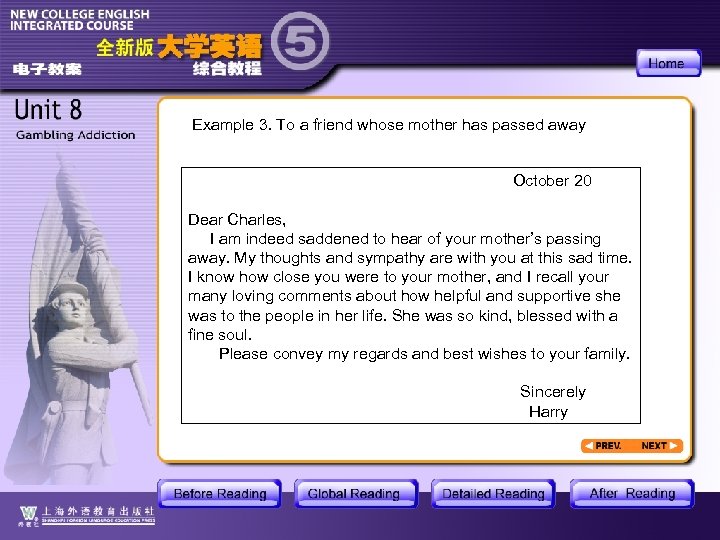 Example 3. To a friend whose mother has passed away October 20 Dear Charles,