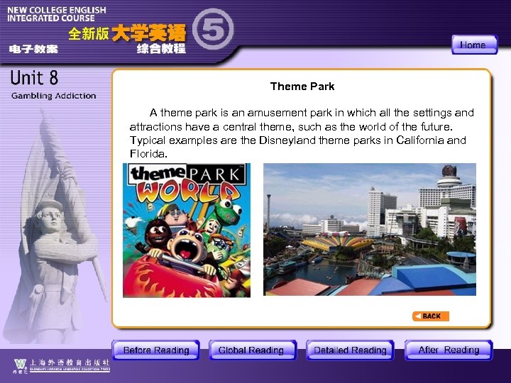 Theme Park A theme park is an amusement park in which all the settings