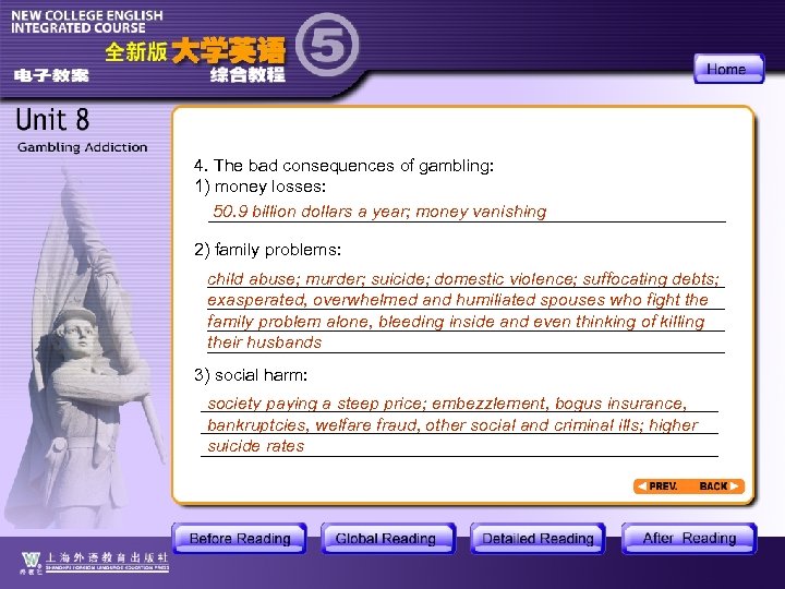 4. The bad consequences of gambling: 1) money losses: 50. 9 billion dollars a