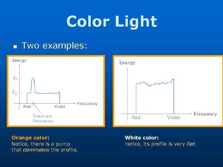 Color Light n Two examples: Orange color: Notice, there is a pump that dominates