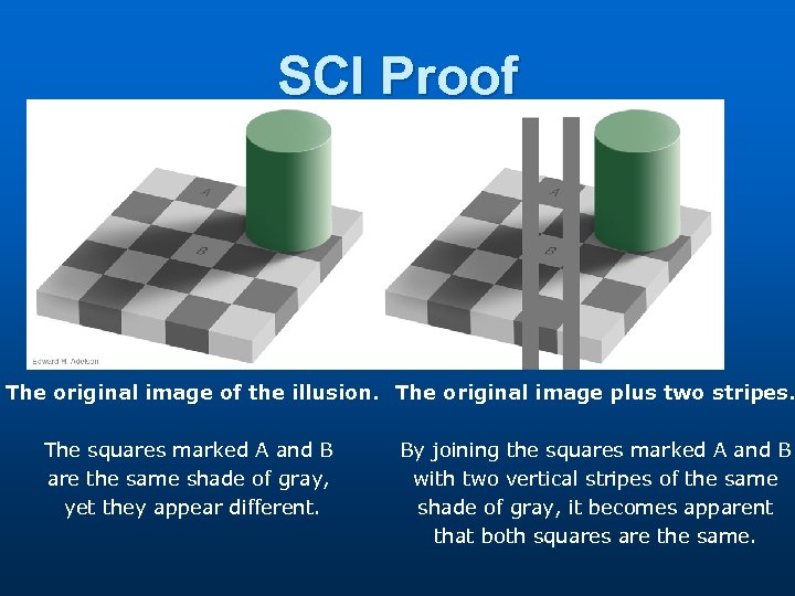 SCI Proof The original image of the illusion. The original image plus two stripes.