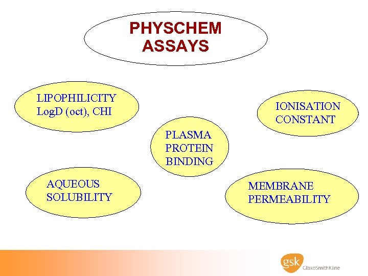 PHYSCHEM ASSAYS LIPOPHILICITY Log. D (oct), CHI IONISATION CONSTANT PLASMA PROTEIN BINDING AQUEOUS SOLUBILITY