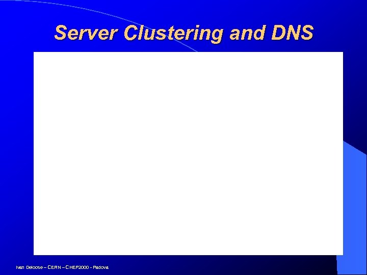Server Clustering and DNS Ivan Deloose – CERN – CHEP 2000 - Padova 