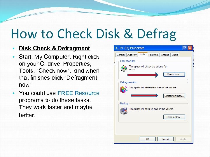 How to Check Disk & Defrag • Disk Check & Defragment • Start, My