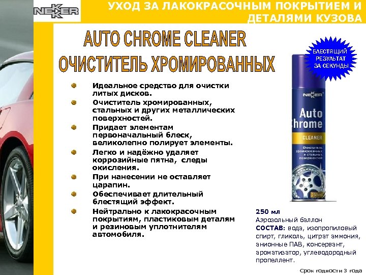 УХОД ЗА ЛАКОКРАСОЧНЫМ ПОКРЫТИЕМ И ДЕТАЛЯМИ КУЗОВА БЛЕСТЯЩИЙ РЕЗУЛЬТАТ ЗА СЕКУНДЫ Идеальное средство для